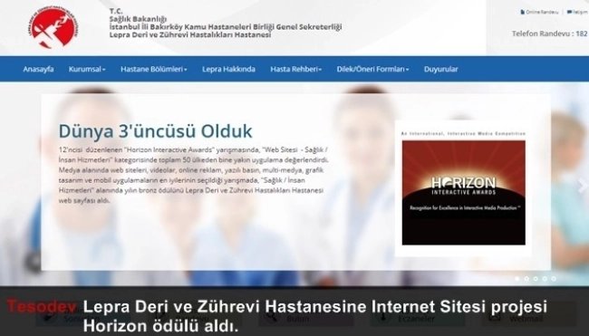 Lepra Hastanesi Web Sayfası Horizon Ödülü